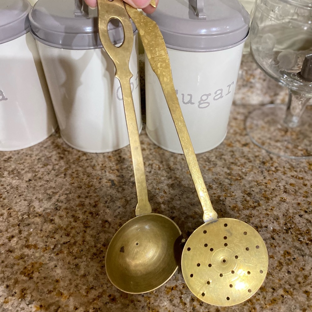 Vintage copper skimmer & ladle